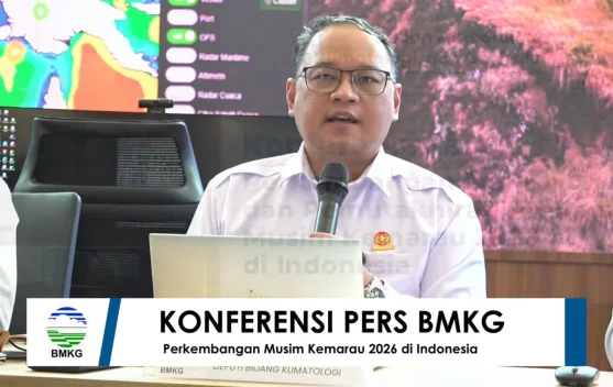 Suasana Jakarta panas dan kering saat kemarau 2026 dengan polusi udara terlihat