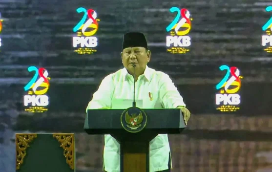 Presiden Prabowo berbicara saat Harlah PKB ke-28 di JCC Jakarta, Juli 2026