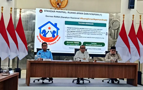 Ilustrasi Gernas RANA: anak bermain di ruang aman dan nyaman