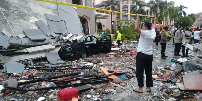 Lokasi ledakan di Kompleks Grand Polonia, Jalan Mustang, Medan Polonia
