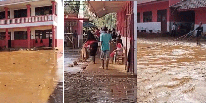 Sekolah SDN Tukka terendam lumpur setelah banjir di Kecamatan Tukka, Tapanuli Tengah