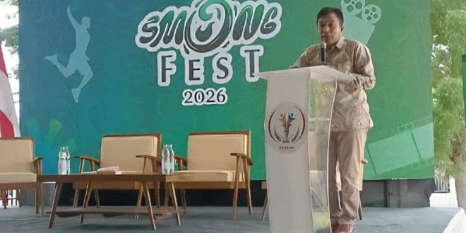 Panggung Smong Fest 2026 di Gedung Amanah KIA Ladong dengan pertunjukan seni tutur dan edukasi kebencanaan