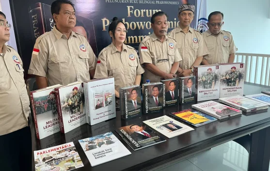 Banner Prabowonomics Summit 2026 dan peluncuran buku di JICC Jakarta
