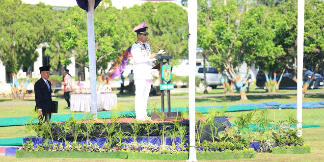 Upacara HUT ke-436 Medan di Lapangan Batalyon Parako dengan Wali Kota Rico Waas sebagai inspektur