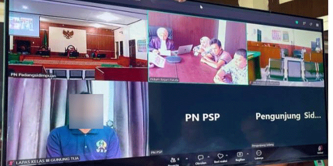 Sidang daring pembacaan tuntutan hukuman mati di Kejaksaan Negeri Padang Lawas Utara