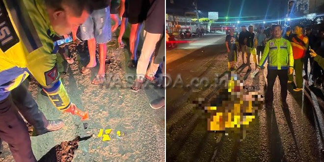 Lokasi kecelakaan Jalinsum Medan-Tebing Tinggi depan Rumah Makan Cindelaras, Sergai