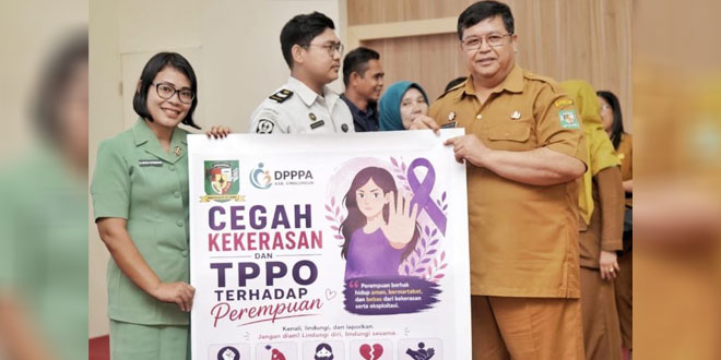 Peserta sosialisasi pencegahan kekerasan perempuan dan TPPO di Balei Harungguan Pamatangraya