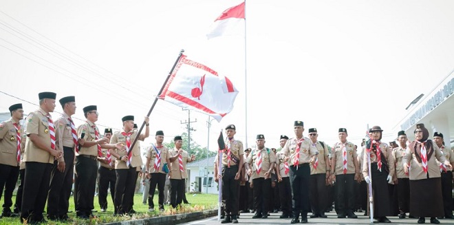 Wabup Adlin Tambunan melepas Kontingen Pramuka Sergai ke Jamda Sumut XI di Sei Rampah
