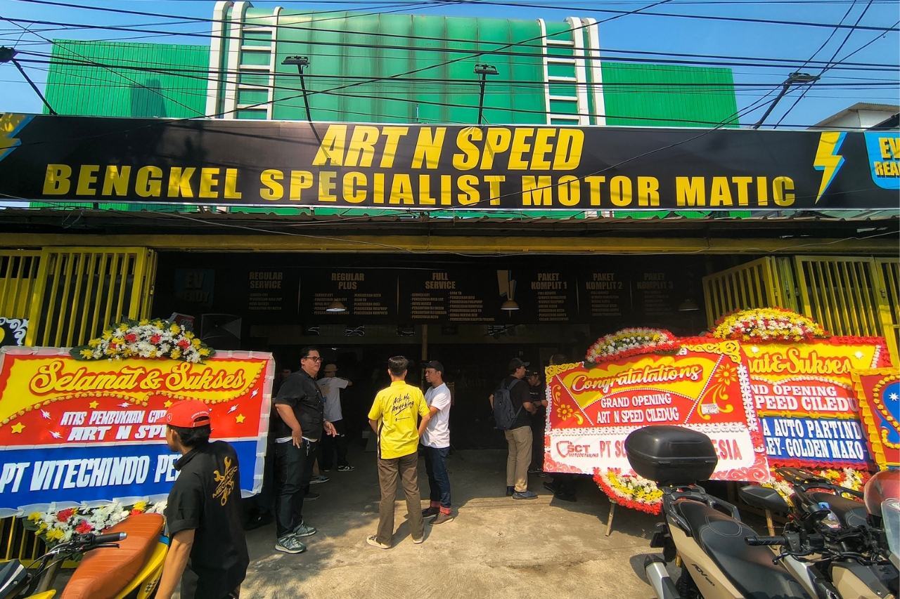 Cabang Art N Speed di Ciledug, bengkel spesialis motor matic yang EV-ready