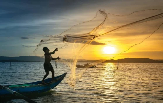 Nelayan dan pembudidaya rumput laut bekerja di perairan Banggai Kepulauan