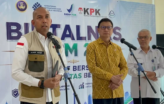 Amir Arief berbicara saat pembukaan Pembinaan Mental Nasional BPOM 2026 di kantor BPOM, Jakarta