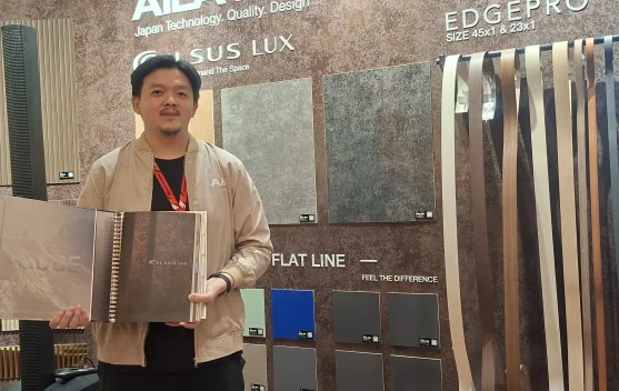 Stan AICA Indonesia menampilkan material interior inovatif di INDOBUILDTECH 2026