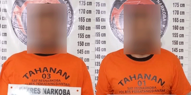 Petugas Sat Resnarkoba mengamankan barang bukti dan tersangka di Pematangsiantar