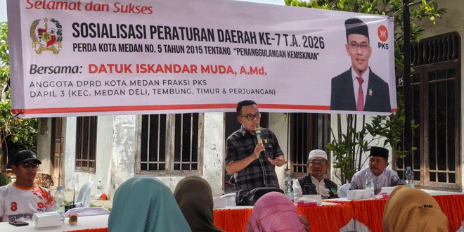 Datuk Iskandar Muda saat sosialisasi Perda Penanggulangan Kemiskinan di Medan