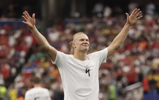 Erling Haaland merayakan gol kontra Pantai Gading di Dallas