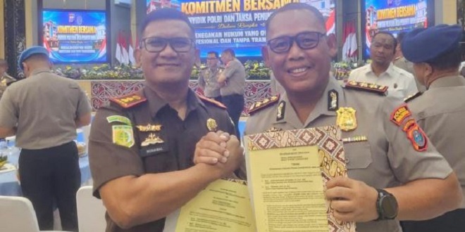 Kapolres dan Kejari Simalungun hadir saat penandatanganan Nota Kesepahaman penegakan hukum di Mapolda Sumut