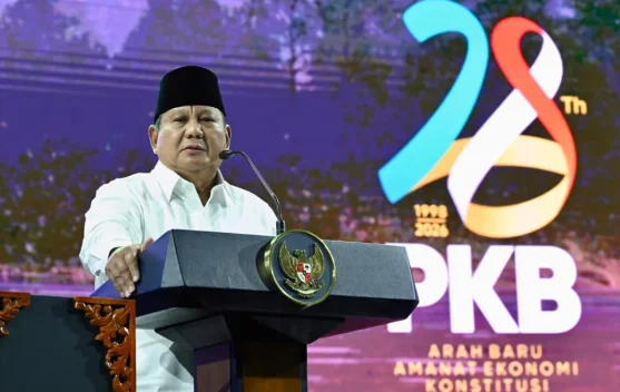Presiden Prabowo memberikan sambutan di JICC saat Harlah PKB ke-28