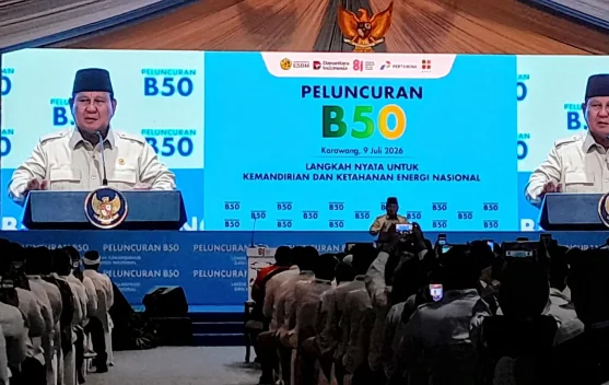 Presiden Prabowo saat peluncuran B50 di Rest Area KM 57 Tol Jakarta-Cikampek