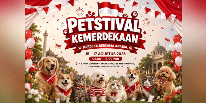 Pengunjung dan hewan peliharaan di festival petstival kemerdekaan 2026 di Medan
