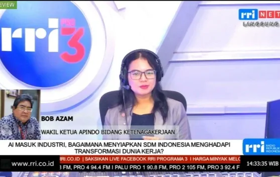 Ilustrasi pekerja dan kecerdasan buatan dalam transformasi teknologi berfokus pada manusia