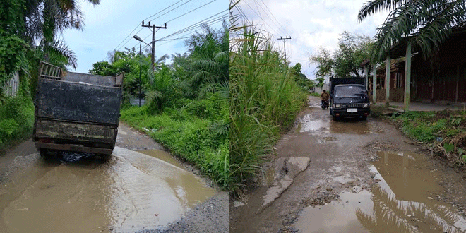 Jalan Sei Buaya berlubang dan tergenang di Lingkungan Mutiara Rantauprapat
