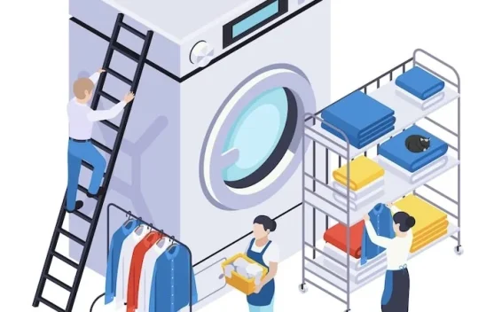 Pakaian sedang didokumentasikan sebelum dan sesudah dicuci di laundry
