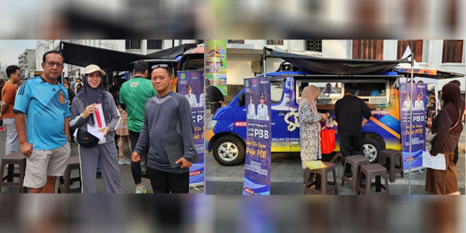 Warga memanfaatkan Pojok PBB dan Samsat Keliling di Car Free Day Medan untuk membayar pajak
