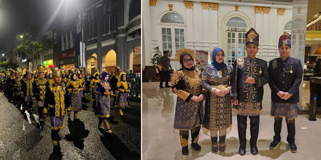 Kontingen Kota Langsa menampilkan tarian adat di Karnaval Budaya Rakernas APEKSI 2026 di Medan