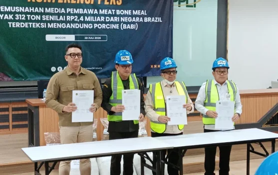 Ilustrasi kontainer impor dan sampel laboratorium uji PCR MBM