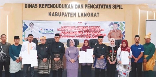 Plt Bupati Langkat meluncurkan Lintas Prima di Aula Disdukcapil Kabupaten Langkat