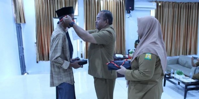 Peserta pelatihan komputer Disnakertrans Aceh Besar di Aula Kota Jantho