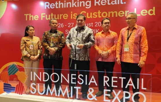 Airlangga Hartarto berbicara di panggung IRSE 2026 tentang ritel pedesaan