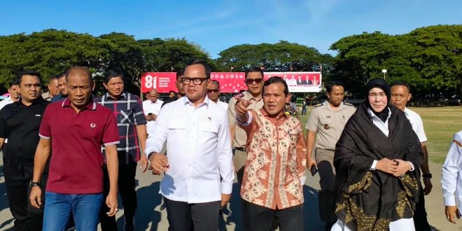 Suasana Lapangan Blang Padang Banda Aceh saat peninjauan pejabat