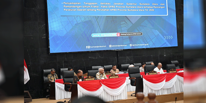 Rapat Paripurna DPRD Sumut pembahasan P-APBD 2026 di Medan