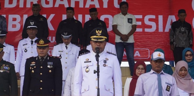 Upacara pengibaran bendera Merah Putih di Lapangan Carlos Lhoknga saat HUT RI ke-81