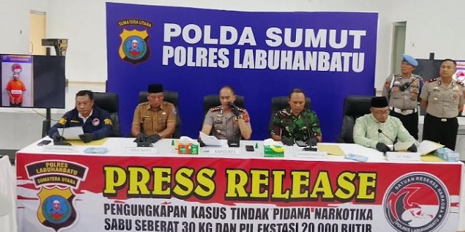 Barang bukti sabu dan pil ekstasi yang disita Polres Labuhanbatu