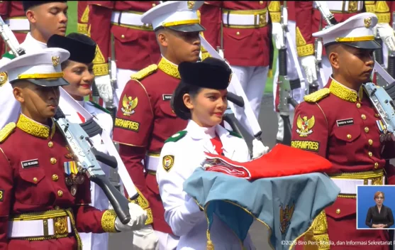 Celine dan Rizqy, anggota Paskibraka Nasional 2026 tampil di upacara kenegaraan