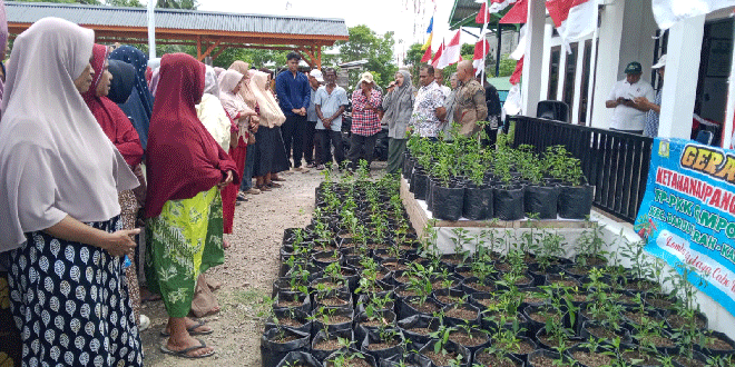 Penyerahan simbolis bibit cabai di Kantor Keuchik Gampong Leu Ue, Aceh Besar