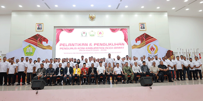 Pelantikan Teuku Adian sebagai Ketua KONI Aceh Barat di Auditorium UTU Meulaboh