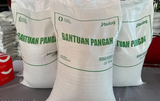 Penyaluran beras Bantuan Pangan oleh BULOG kepada warga Kelurahan Untia, Makassar