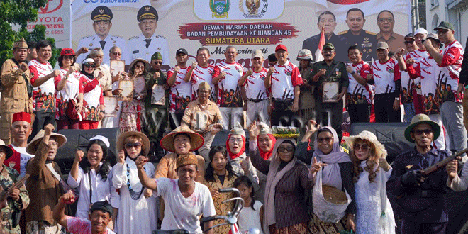 Kegiatan Semarak HUT RI ke-81 di Lapangan Merdeka Medan dengan parade dan seni