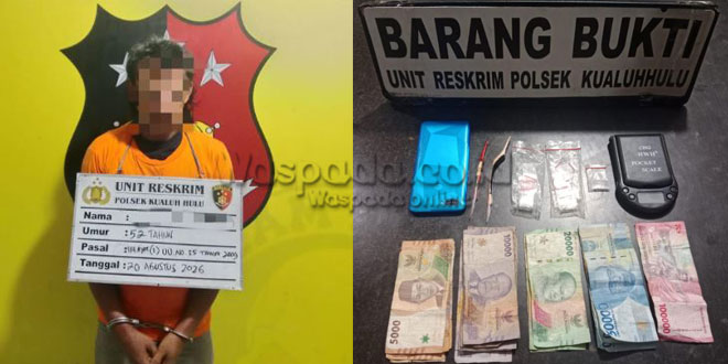 Barang bukti narkotika dan barang sitaan dari penggerebekan di Labuhanbatu Utara