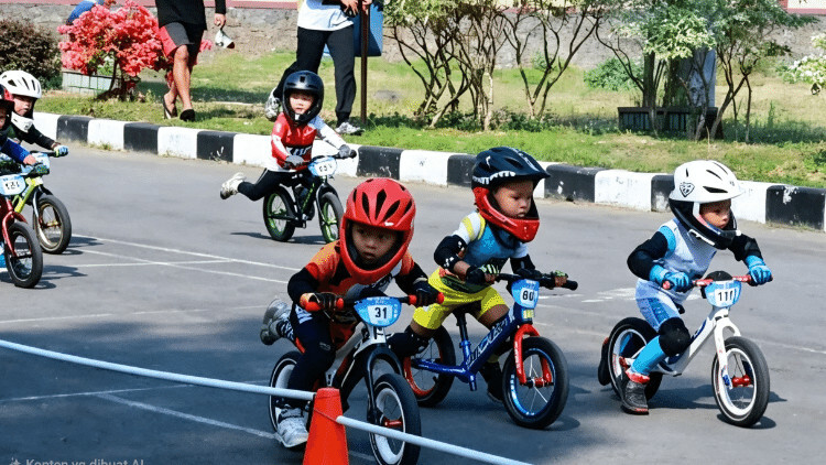 Anak-anak mengikuti lomba pushbike di Blitar saat Blitar Heritage Pushbike Fun Race