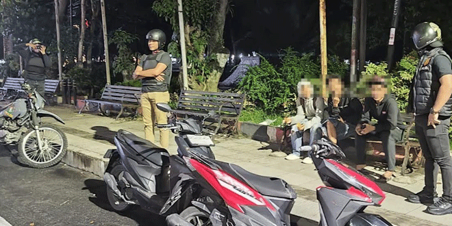 Patroli polisi Timsus Dayok Mirah Polres Siantar di jalan kota