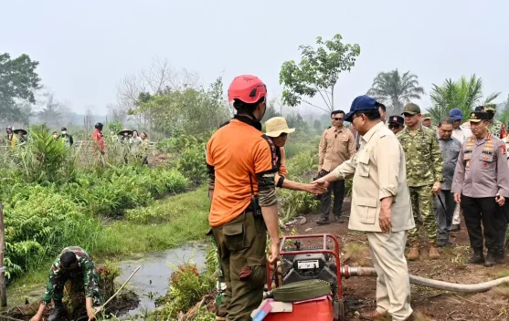 Penanganan karhutla di Kalimantan dengan helikopter water bombing dan personel TNI di lahan gambut