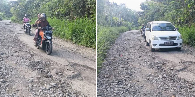 Ruas jalan berlubang dan aspal terkelupas di Padangsidimpuan