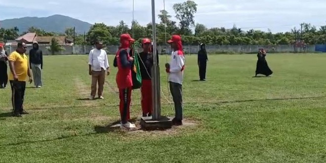 Latihan intensif anggota Paskibra Kecamatan Lhoknga menjelang 17 Agustus 2026