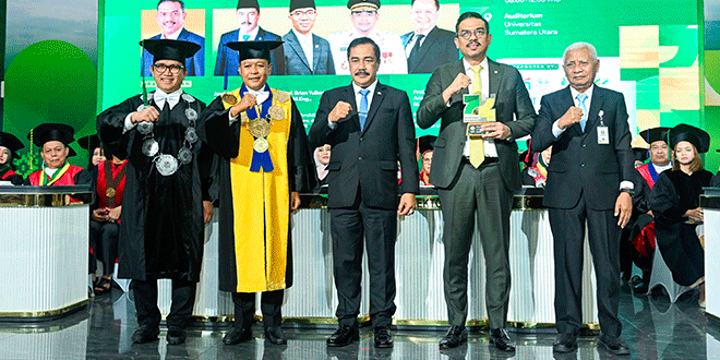 Wakil Gubernur Sumatera Utara berbicara di Sidang Terbuka Dies Natalis USU ke-74