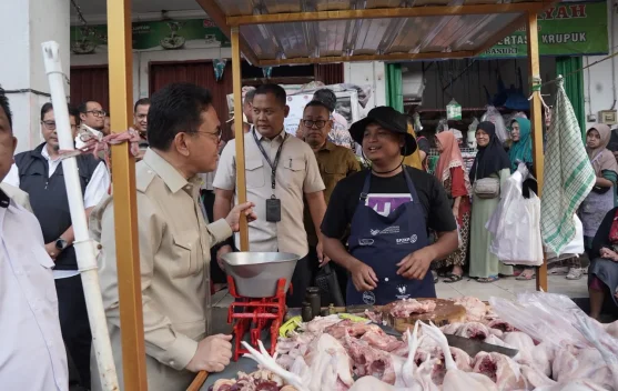 Menteri Perdagangan memantau harga daging ayam dan komoditas di pasar rakyat Sukoharjo