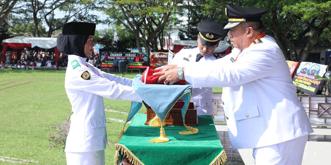 Suasana upacara HUT ke-81 RI di Alun-Alun Rambate Rata Kisaran